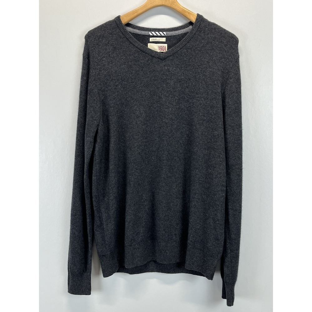 Nordstrom 1901 Cashmere Wool Blend Sweater Sz X-Large Gray Vneck Mens Pullover